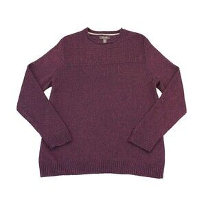Tasso Elba Mens Wool Blend Grandpa Sweater Textured Purple Red L